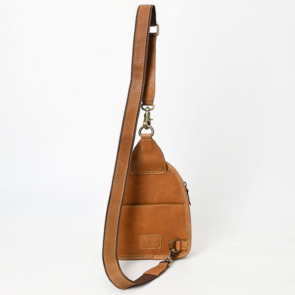 ADBGA612 American Darling Tooled Cowhide Leather Sling Bag-Western Floral Crossbody