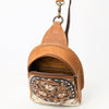 ADBGA612 American Darling Tooled Cowhide Leather Sling Bag-Western Floral Crossbody
