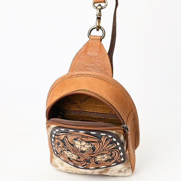 ADBGA612 American Darling Tooled Cowhide Leather Sling Bag-Western Floral Crossbody