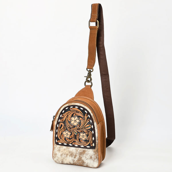 ADBGA612 American Darling Tooled Cowhide Leather Sling Bag-Western Floral Crossbody