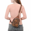 ADBGA613 American Darling Buck Stitched Floral Carved Hair-On Leather Sling Bag