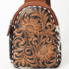 ADBGA613 American Darling Buck Stitched Floral Carved Hair-On Leather Sling Bag
