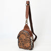 ADBGA613 American Darling Buck Stitched Floral Carved Hair-On Leather Sling Bag