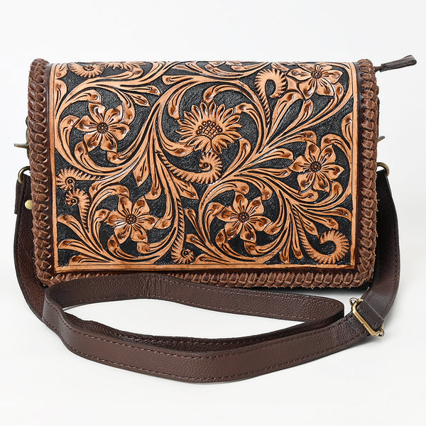ADBGA614 American Darling Hand Tooled Floral Carved Genuine Leather Small Cross body Bag