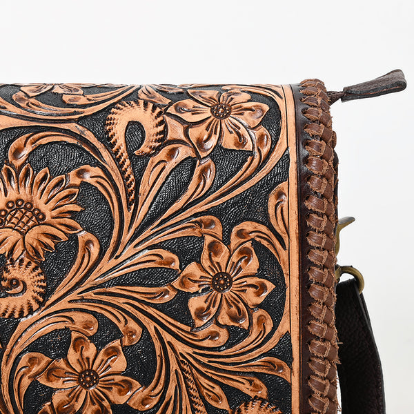 ADBGA614 American Darling Hand Tooled Floral Carved Genuine Leather Small Cross body Bag