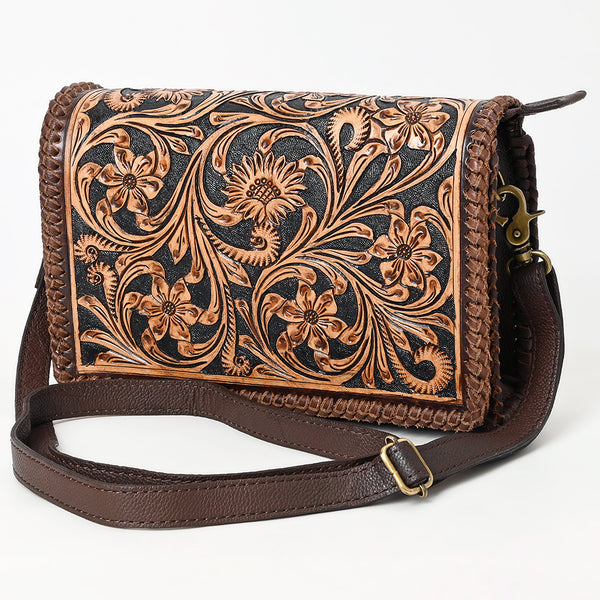 ADBGA614 American Darling Hand Tooled Floral Carved Genuine Leather Small Cross body Bag
