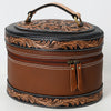 ADBGA615 American Darling Hand Tooled Genuine Leather Jewelry Case Floral Carved