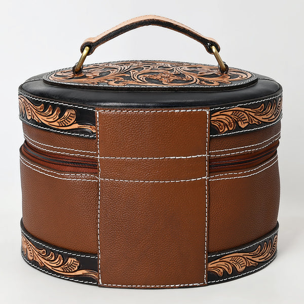 ADBGA615 American Darling Hand Tooled Genuine Leather Jewelry Case Floral Carved