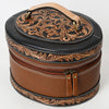 ADBGA615 American Darling Hand Tooled Genuine Leather Jewelry Case Floral Carved
