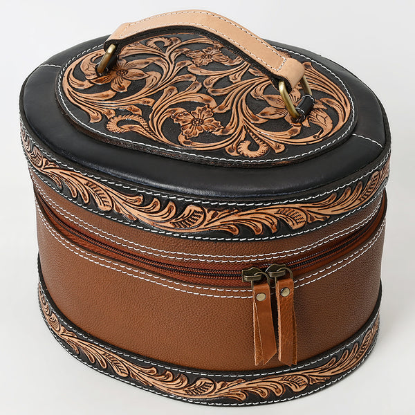 ADBGA615 American Darling Hand Tooled Genuine Leather Jewelry Case Floral Carved