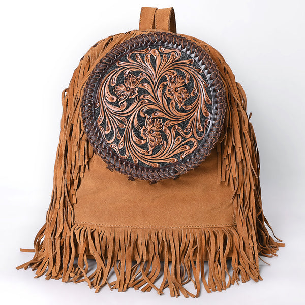 ADBGA616 American Darling Hand Tooled Floral Carved Genuine Leather Fringe Backpack