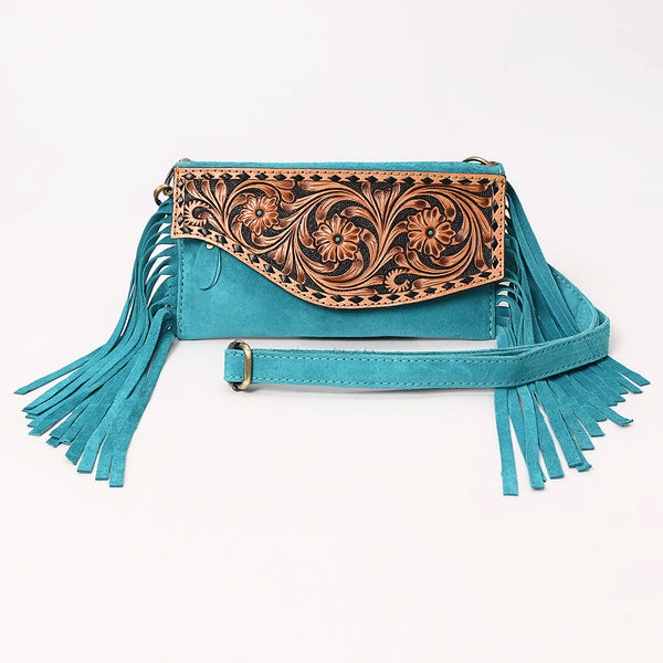 ADBGA618 American Darling Hand Tooled Genuine Leather Fringe Small Cross body Bag