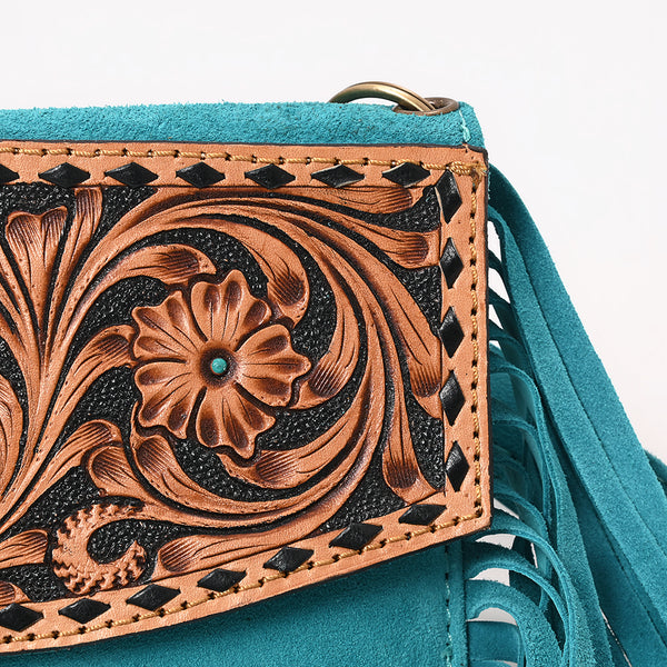 ADBGA618 American Darling Hand Tooled Genuine Leather Fringe Small Cross body Bag
