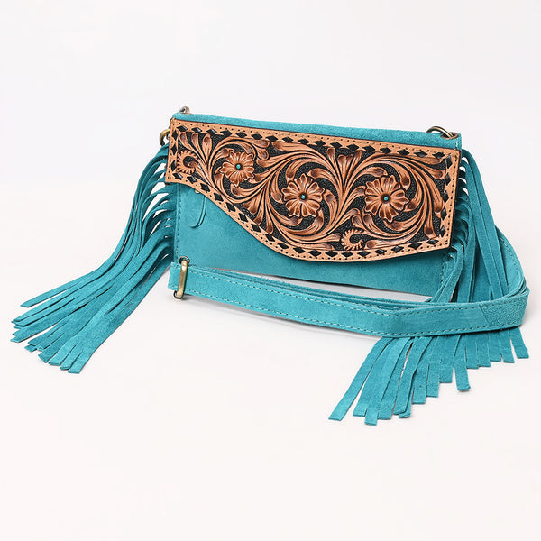 ADBGA618 American Darling Hand Tooled Genuine Leather Fringe Small Cross body Bag