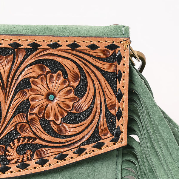 ADBGA618 American Darling Hand Tooled Genuine Leather Fringe Small Cross body Bag