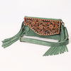 ADBGA618 American Darling Hand Tooled Genuine Leather Fringe Small Cross body Bag