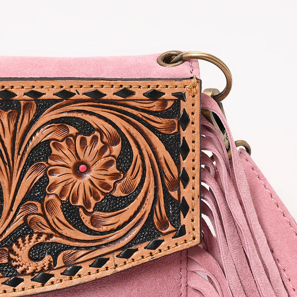ADBGA618 American Darling Hand Tooled Genuine Leather Fringe Small Cross body Bag