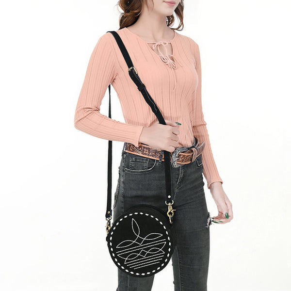 ADBGA620 American Darling Boot Stitched Genuine Suede Leather Canteen Bag