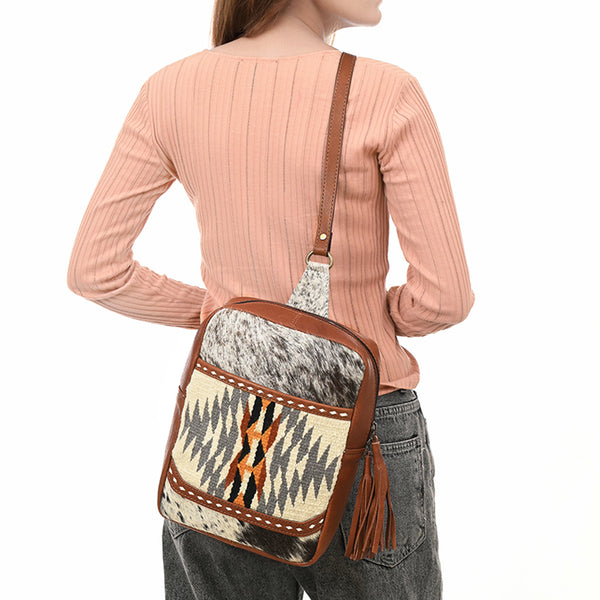 ADBGA623 American Darling Hair-On Cowhide Saddle Blanket Genuine Leather Sling Bag