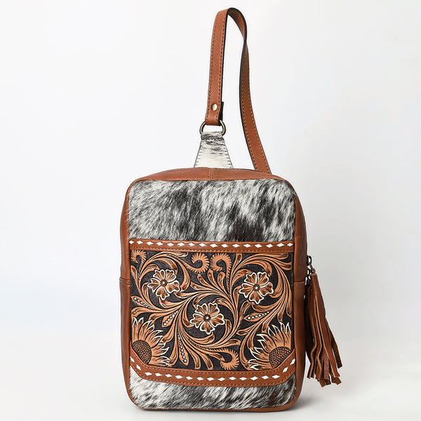 ADBGA624 American Darling Cowhide Sling with Sunflower Tooled Leather & Fringe Tassel