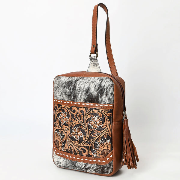 ADBGA624 American Darling Cowhide Sling with Sunflower Tooled Leather & Fringe Tassel