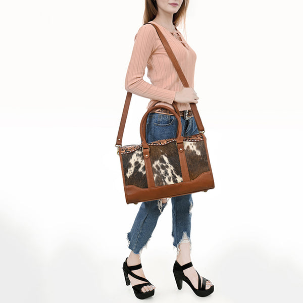 ADBGA625 American Darling Hand Tooled Hair-On Cowhide Genuine Leather Speedy Bag
