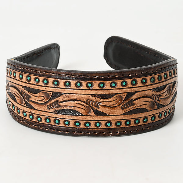 ADABA102 American Darling Hand Tooled Western Leather Floral Carved Hair Band
