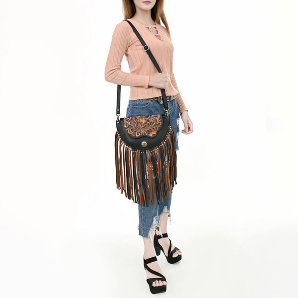 ADBGA540 American Darling Western Leather Small Cross body Bag Hand Tooled Floral