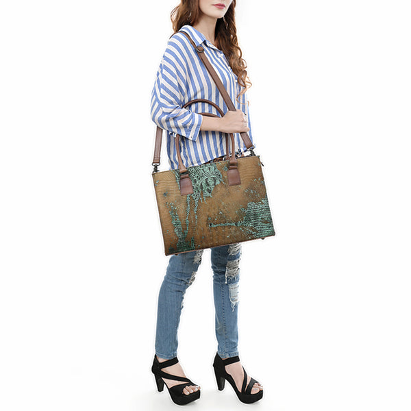 ADBG1561 American Darling Western Genuine Leather Crocodile Embossed Tote Bag