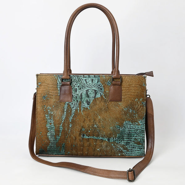 ADBG1561 American Darling Western Genuine Leather Crocodile Embossed Tote Bag
