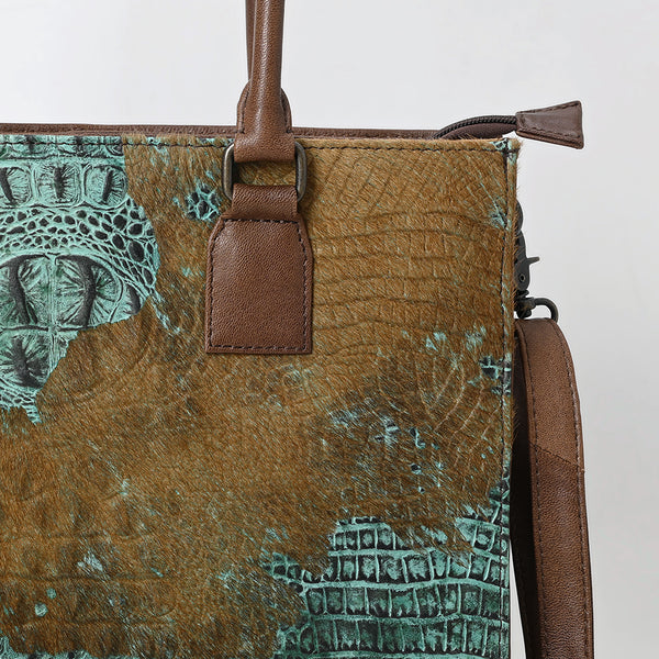 ADBG1561 American Darling Western Genuine Leather Crocodile Embossed Tote Bag