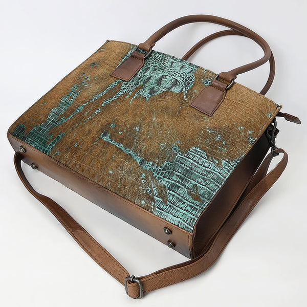 ADBG1561 American Darling Western Genuine Leather Crocodile Embossed Tote Bag