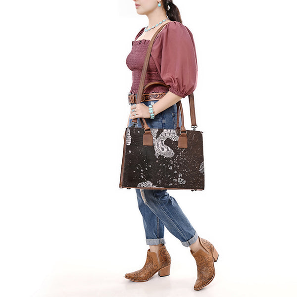 ADBG1561 American Darling Western Genuine Leather Crocodile Embossed Tote Bag