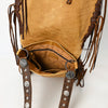 ADBGM468 Western Leather Fringe Messenger Bag - Concho & Turquoise Medallion Design