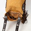 ADBGM469 Western Fringe Leather Messenger Bag - Scalloped Flap with Conchos & Turquoise Center
