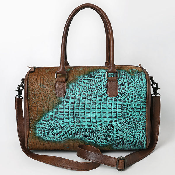 ADBG1562 American Darling Western Leather Crocodile Embossed Speedy Bag | Premium Genuine Leather Travel Duffel Bag