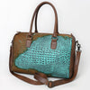ADBG1562 American Darling Western Leather Crocodile Embossed Speedy Bag | Premium Genuine Leather Travel Duffel Bag
