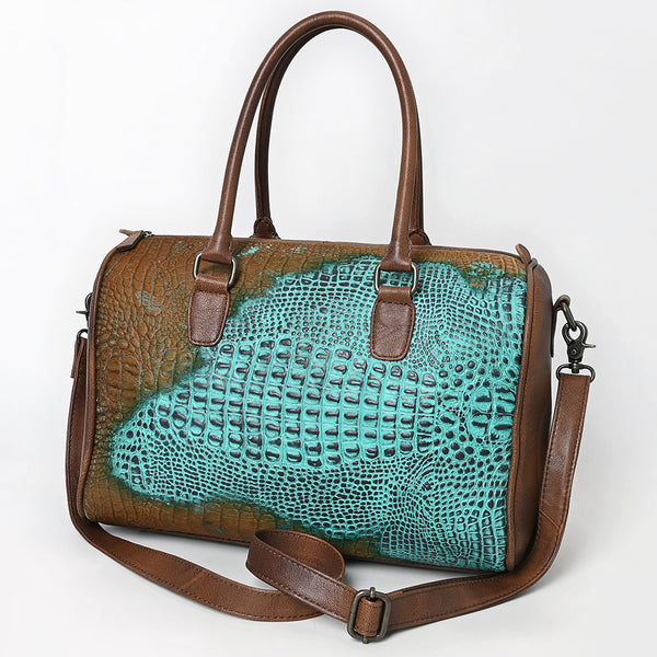 ADBG1562 American Darling Western Leather Crocodile Embossed Speedy Bag | Premium Genuine Leather Travel Duffel Bag