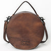 ADBG1563 American Darling Western Genuine Leather Canteen Bag | Crocodile Embossed Round Crossbody