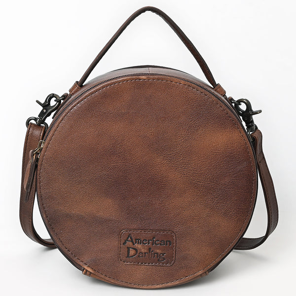 ADBG1563 American Darling Western Genuine Leather Canteen Bag | Crocodile Embossed Round Crossbody
