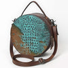 ADBG1563 American Darling Western Genuine Leather Canteen Bag | Crocodile Embossed Round Crossbody