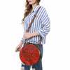 ADBG1563 American Darling Western Genuine Leather Canteen Bag | Crocodile Embossed Round Crossbody