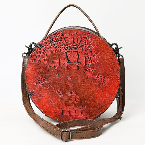 ADBG1563 American Darling Western Genuine Leather Canteen Bag | Crocodile Embossed Round Crossbody