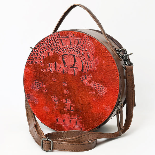 ADBG1563 American Darling Western Genuine Leather Canteen Bag | Crocodile Embossed Round Crossbody
