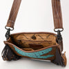 ADBG1565 American Darling Western Leather Crossbody Bag with Fringe & Croc Embossed Detailing