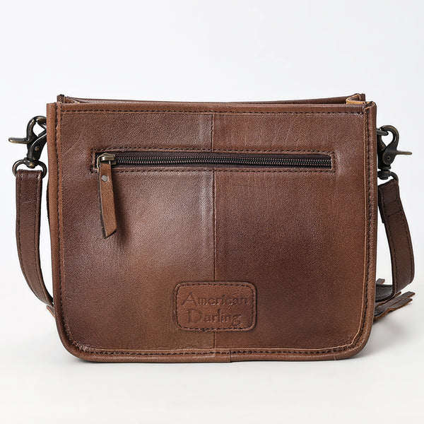 ADBG1565 American Darling Western Leather Crossbody Bag with Fringe & Croc Embossed Detailing