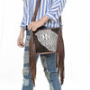 ADBG1565 American Darling Western Leather Crossbody Bag with Fringe & Croc Embossed Detailing