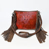 ADBG1565 American Darling Western Leather Crossbody Bag with Fringe & Croc Embossed Detailing