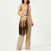 ADBGM471 Western Fringe Leather Messenger - Sculpted Flap with Turquoise Medallion & Concho Accents