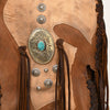 ADBGM471 Western Fringe Leather Messenger - Sculpted Flap with Turquoise Medallion & Concho Accents
